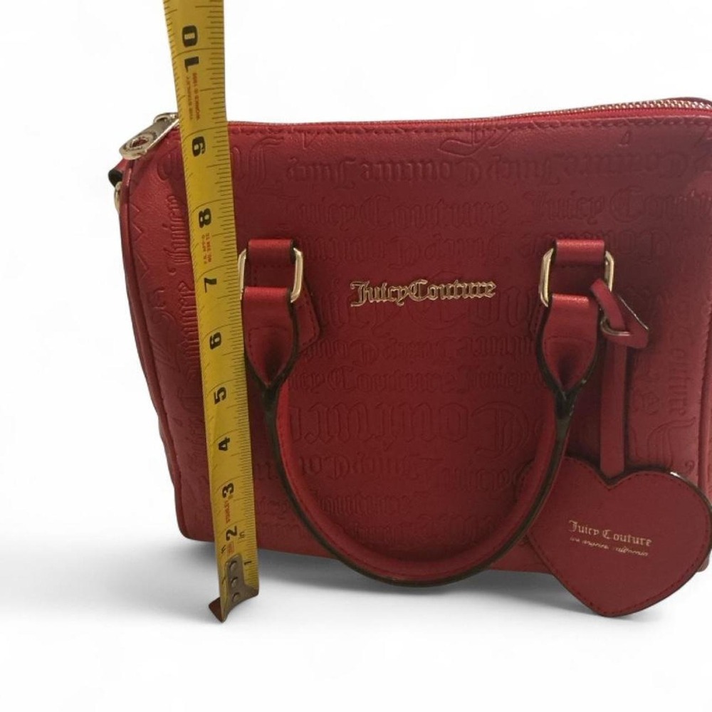 Juicy Couture Satchel Bag Womens Medium Red Embossed Logo Crossbody - Picture 4 of 8